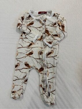milkbarn 6-9M owl footed footies with matching hat